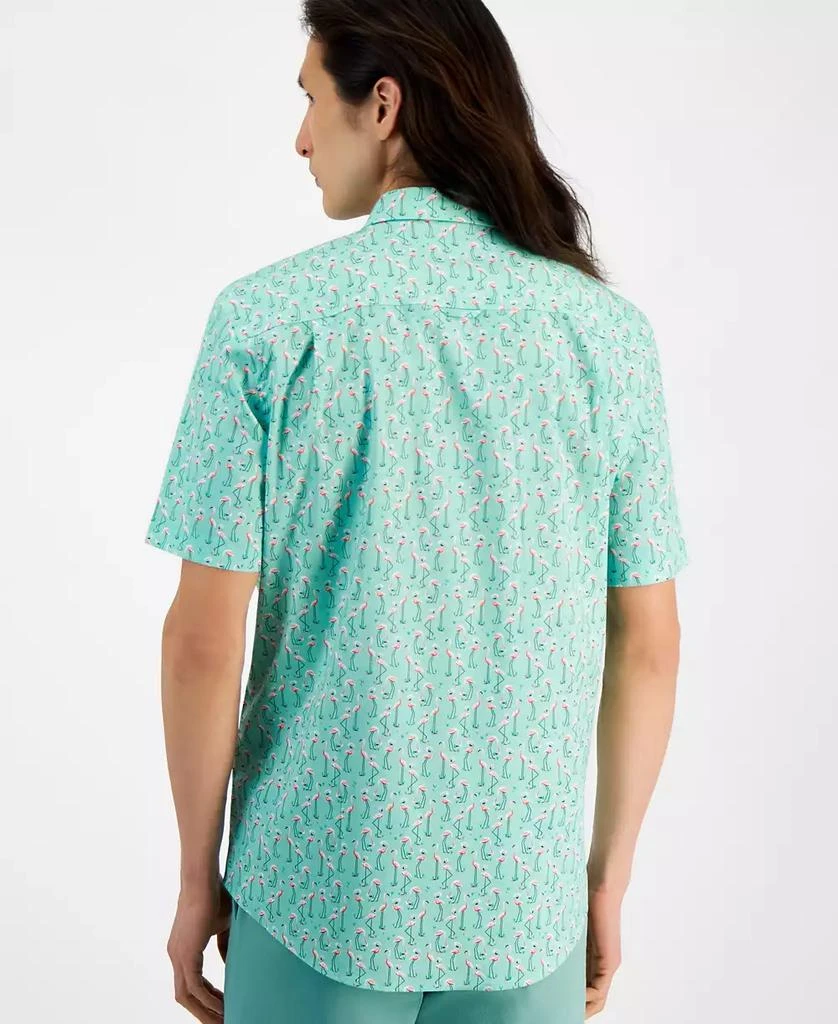 Club Room Men's Flamingo State Regular-Fit Stretch Printed Button-Down Poplin Shirt, Created for Macy's 2