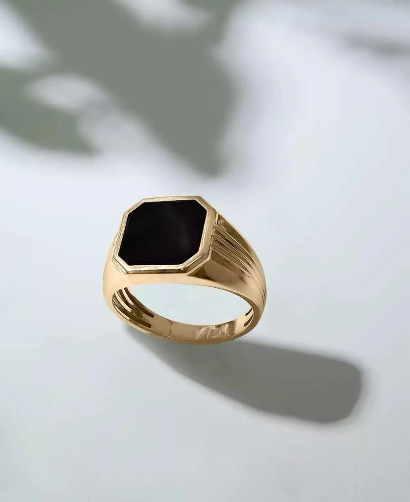 Macy
s Men
s 14k Gold Onyx Octagon Polished Ridged Ring 6