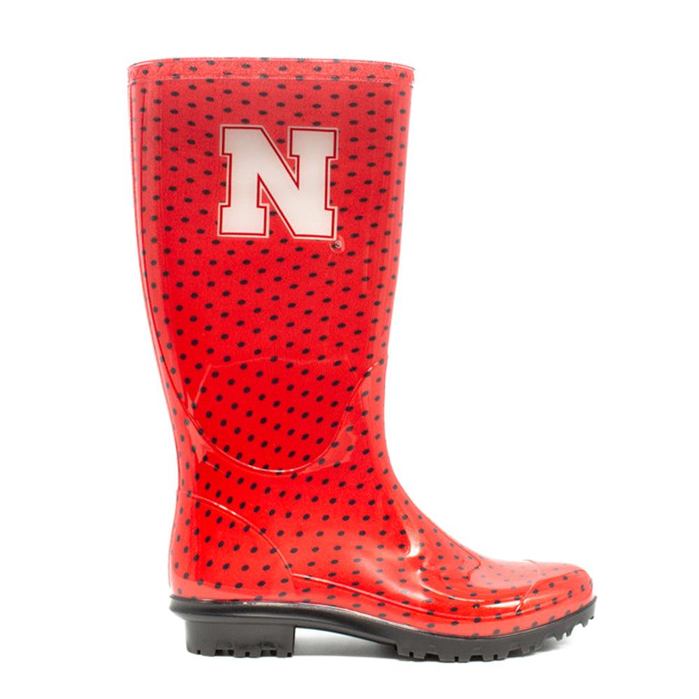 Gameday Boots University of Nebraska Polka Dot Round Toe Rain Boots