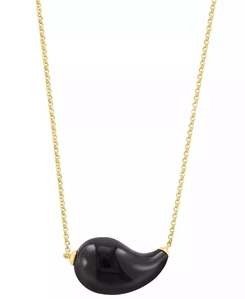 Effy EFFY® Onyx Fancy Shape Swoop Choker Pendant Necklace in 14k Gold, 14" + 2" extender 3