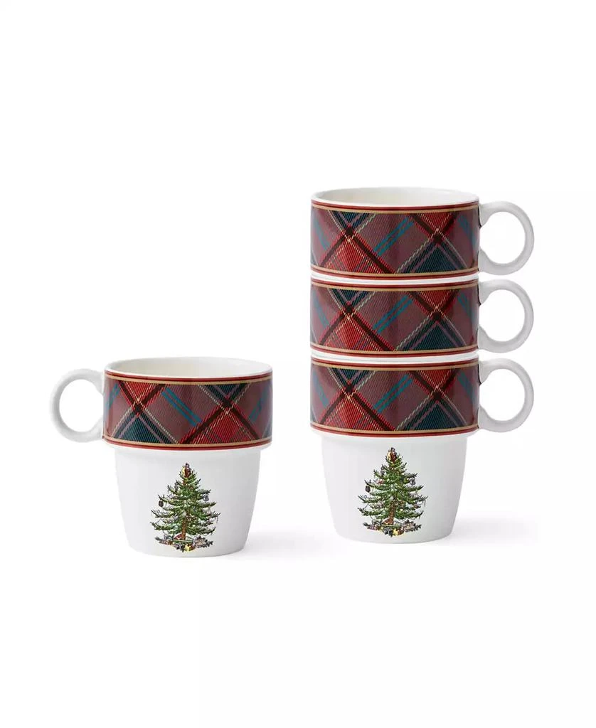 Spode Christmas Tree Tartan  9 Piece Hot Chocolate Set 3