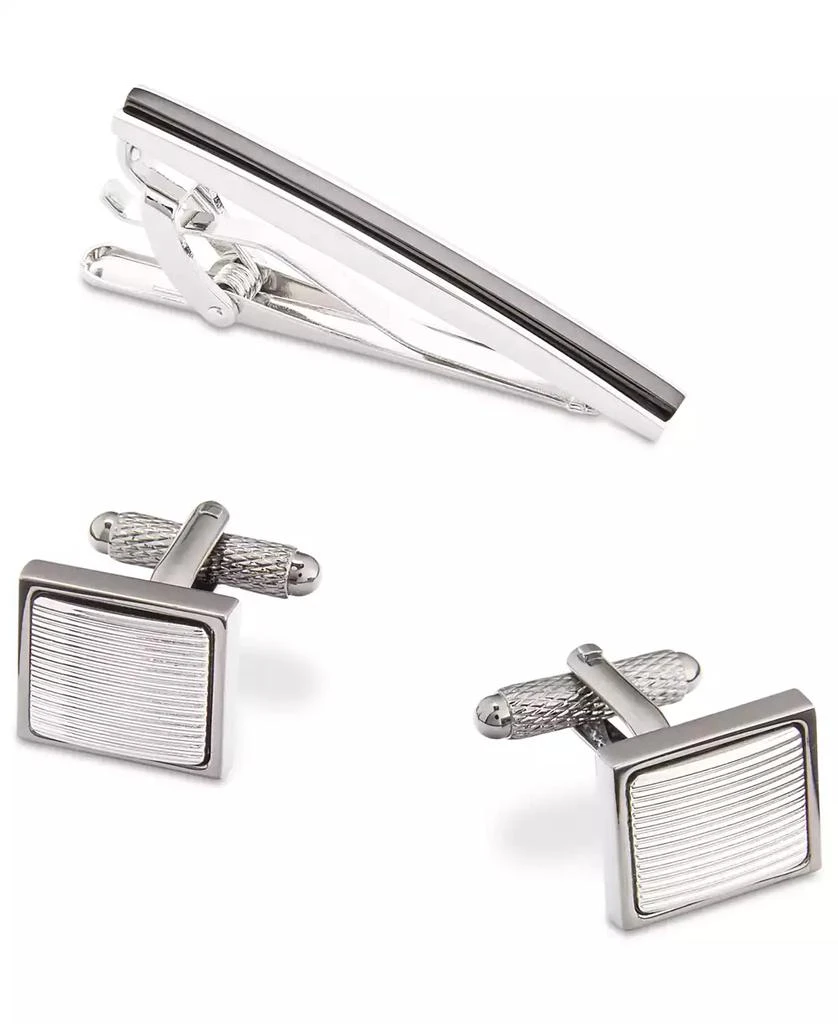 Perry Ellis Two-Tone Tie Bar & Cuff Links Set 1