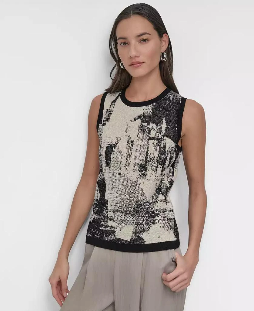 DKNY Women's Boucle Printed Tank Top 1