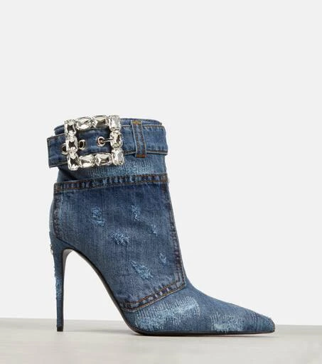 Dolce & Gabbana Embellished denim ankle boots 6