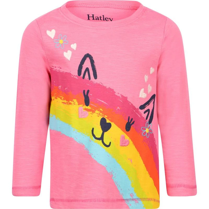 Hatley Rainbow smile long sleeved t shirt in pink 1