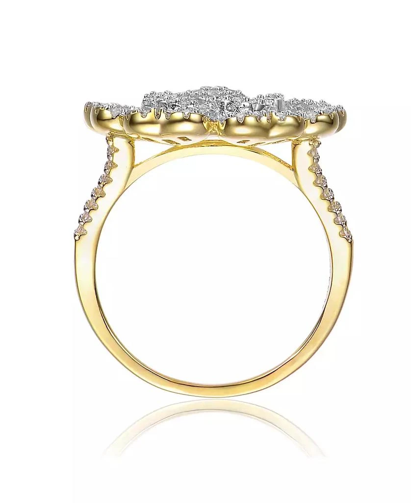 Genevive Sterling Silver 14k Gold Plated Cubic Zirconia Cluster Heart Petal Flower Ring 2