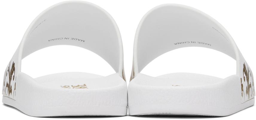 Versace Jeans Couture White Watercolor Couture Slides