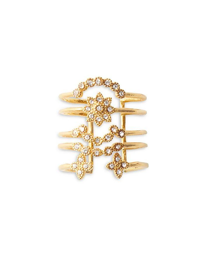 Maje Crystal Multirow Cuff Statement Ring