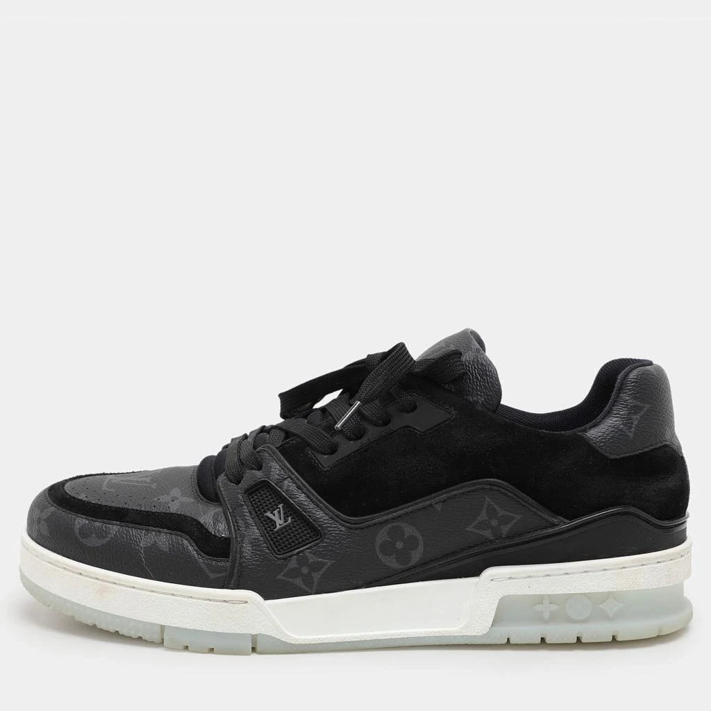 Louis Vuitton Louis Vuitton Black Monogram Eclipse Canvas and Suede LV Trainer Low Top Sneakers Size 41 1