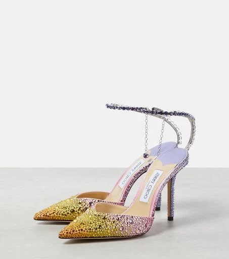 Jimmy Choo Saeda 100 embellished satin pumps 5