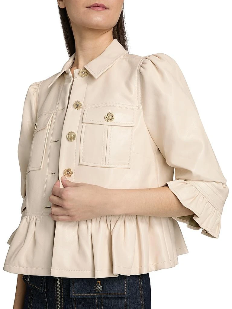 Cinq à Sept Delanie Faux-Leather Ruffle Jacket 6