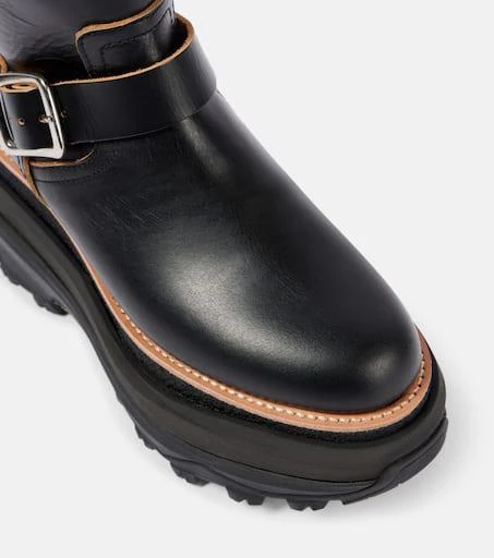 Sacai Leather platform biker boots 5
