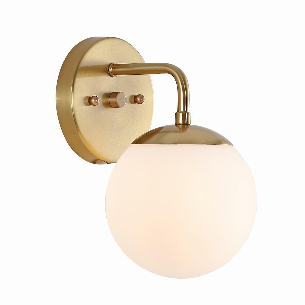 JONATHAN Y Louis Parisian Globe 5.75" 1-Light Metal/Frosted Glass Modern Contemporary LED Vanity