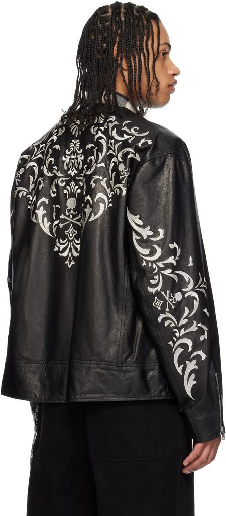 mastermind WORLD Black Collarless Leather Jacket 3