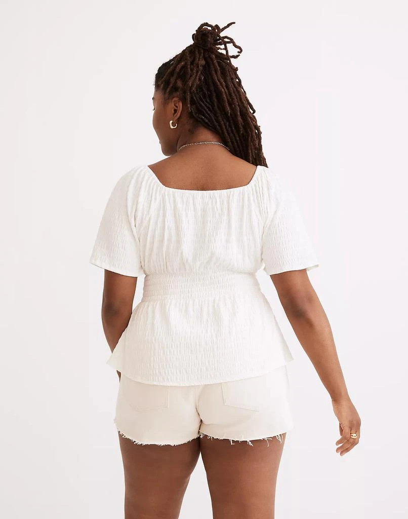 Madewell Crinkle-Knit Square-Neck Smocked Top 3