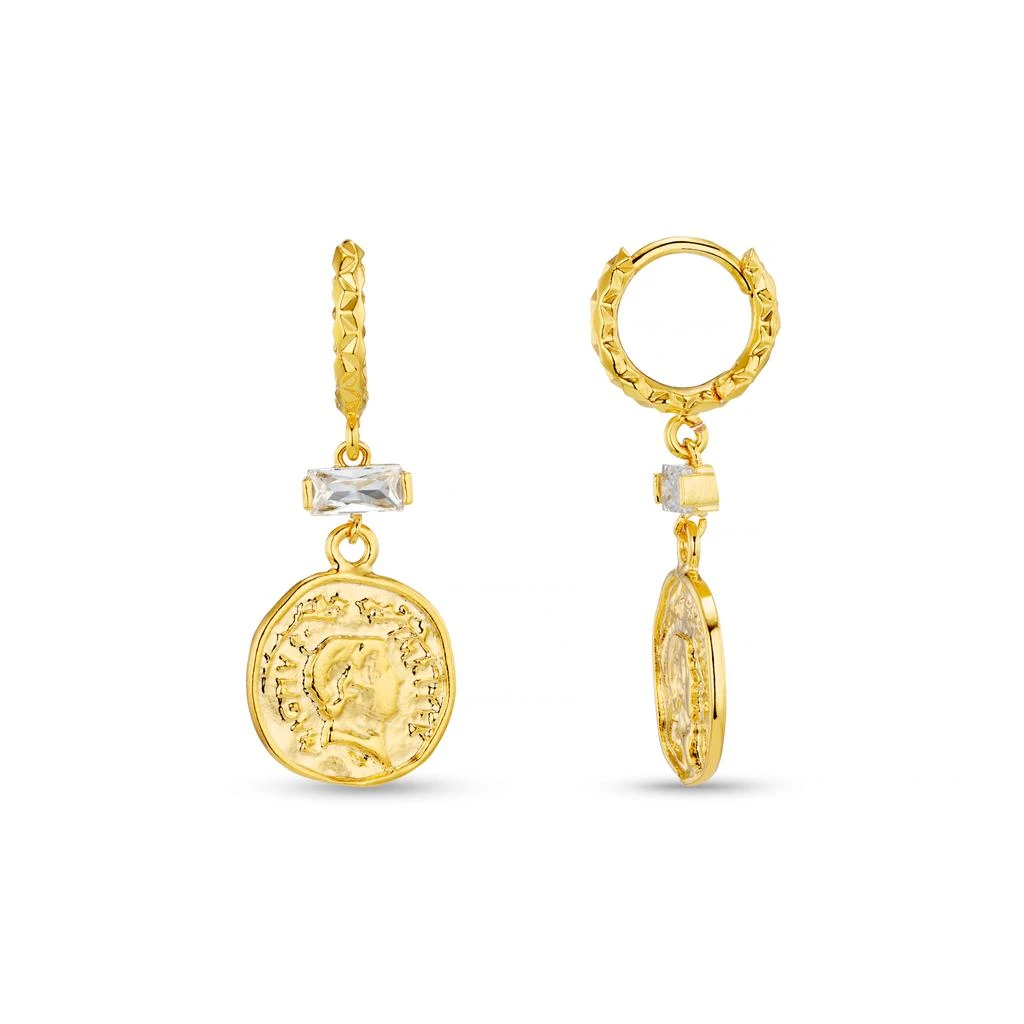 Orelia London Crystal Coin Drop Micro Hoop Earrings