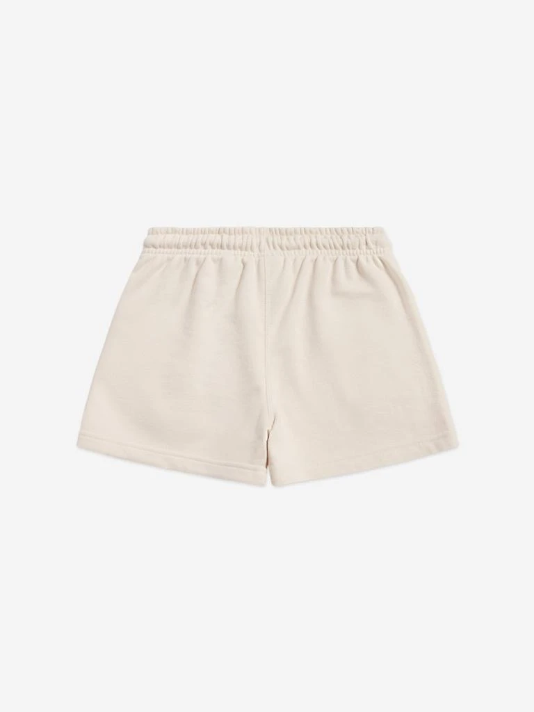 New Balance New Balance Girls French Terry Small Logo Shorts in Beige 2