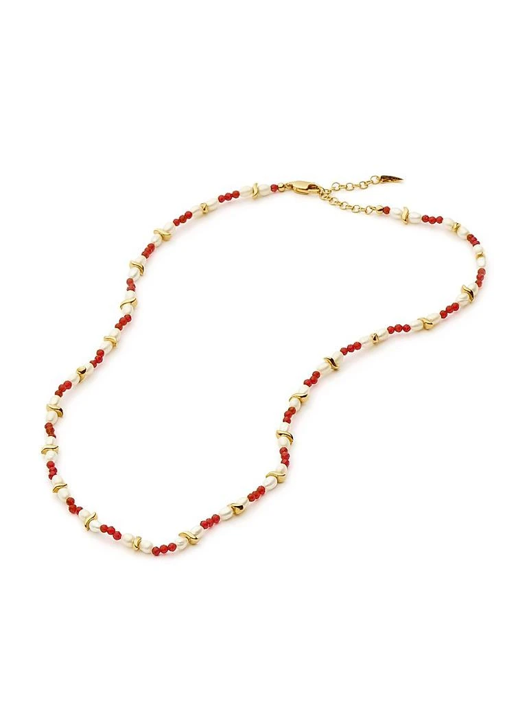 Missoma Savi 18K-Gold-Plated, Garnet 
Freshwater Pearl Beaded Necklace 5