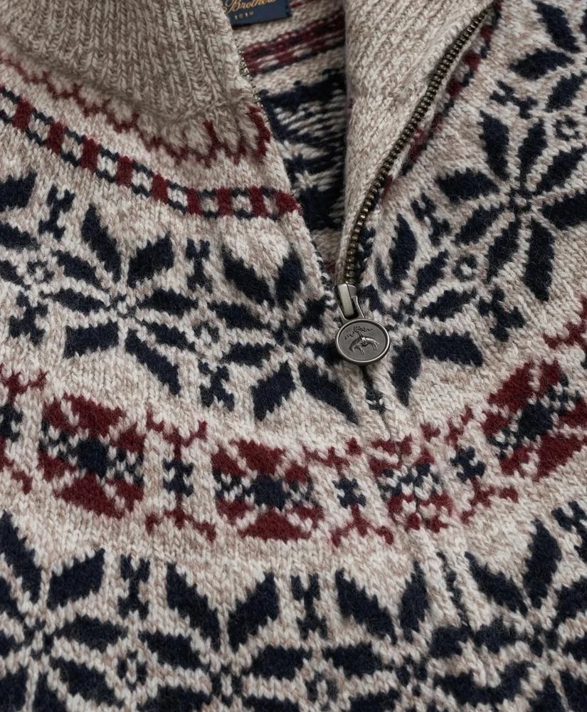 Brooks Brothers Merino Wool Fair Isle Zip Cardigan 2