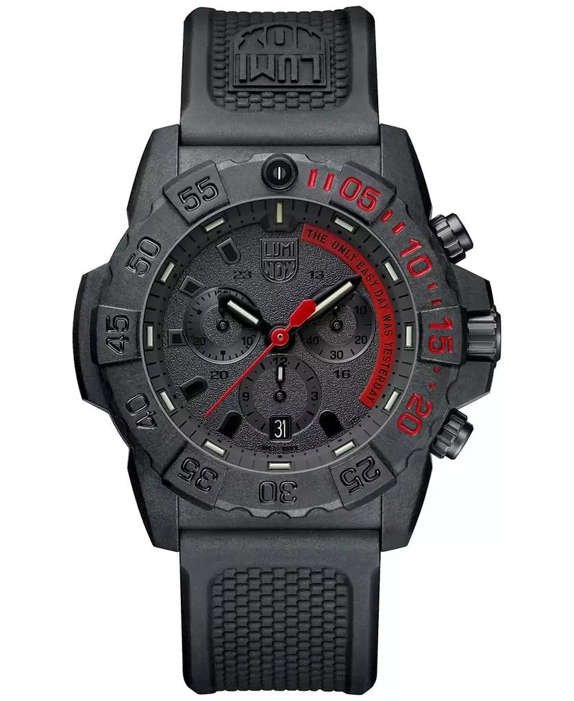 Luminox Men's Swiss Chronograph Navy Seal Dive Black Rubber Strap Watch 45mm 1