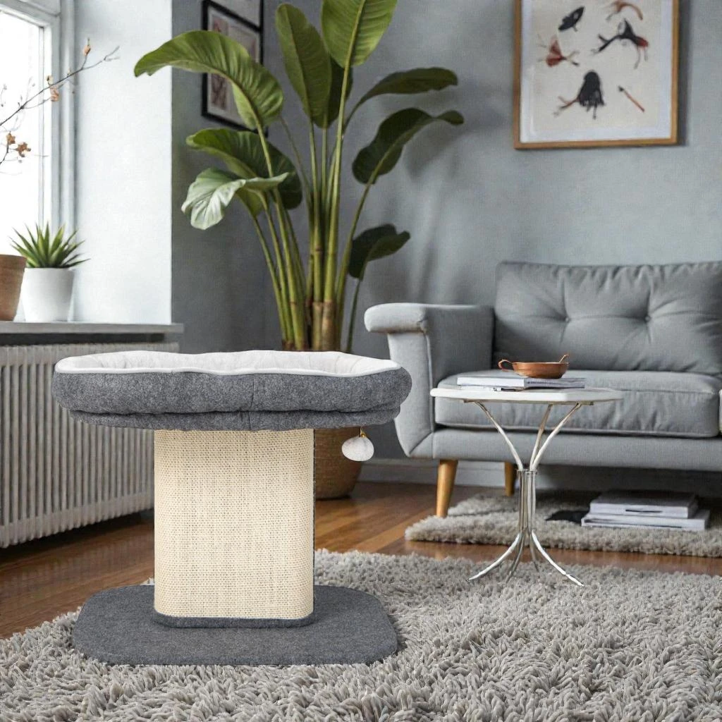 Hivvago Contemporary Cat Tower with Plush Perch and Sisal Scratching Surface