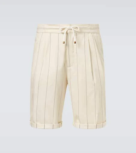 Brunello Cucinelli Striped wool and cotton Bermuda shorts 1