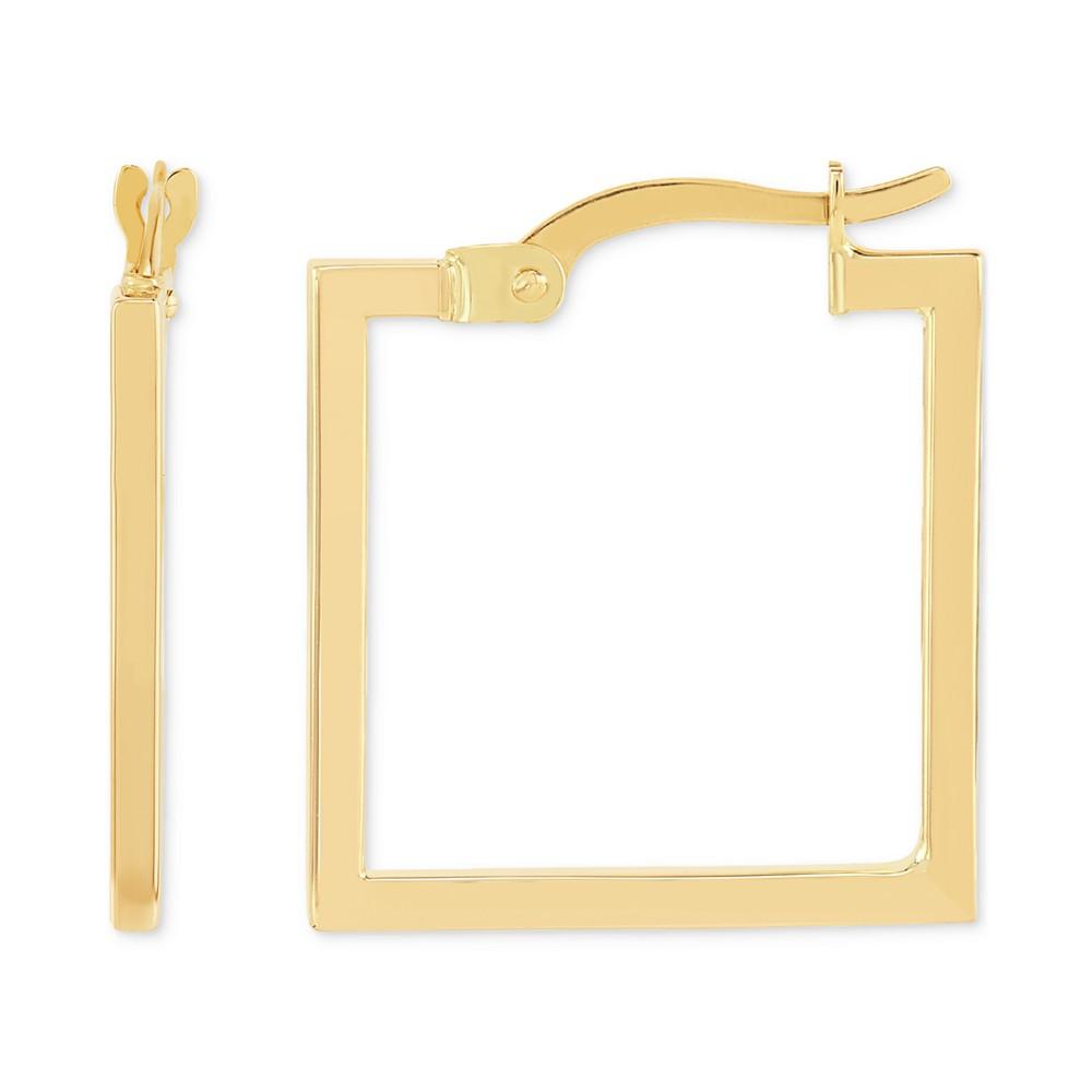 Macy's Polished Square Geometrical Small Hoop Earrings in 10k Gold, 3/4"