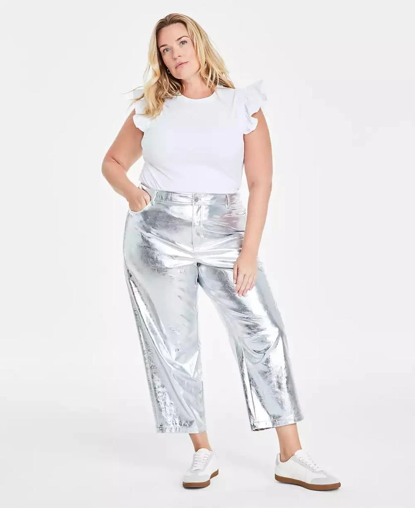 On 34th Trendy Plus Cropped Straight-Leg Metallic Pants, Created for Macy's 1