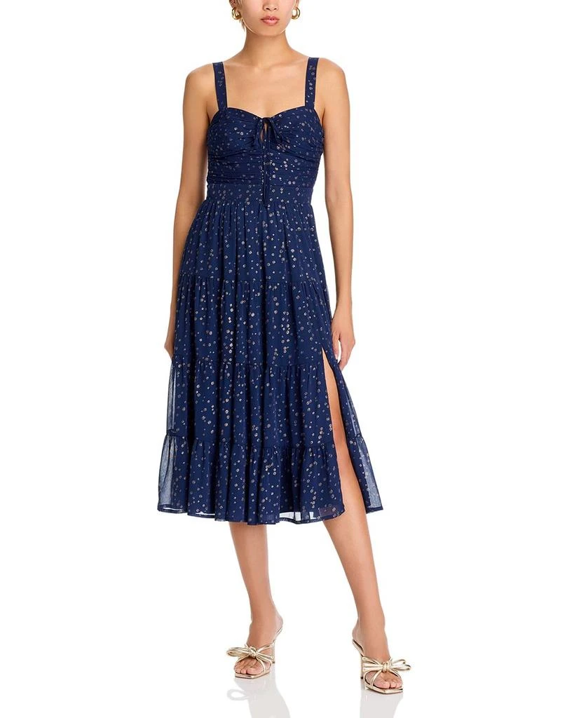 AQUA Ruched Tiered Midi Dress - Exclusive 1