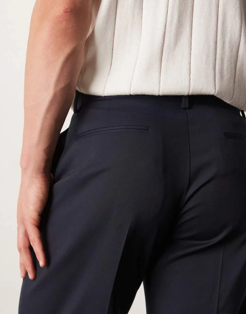 ASOS ASOS DESIGN smart straight leg micro texture trousers in dark navy 5