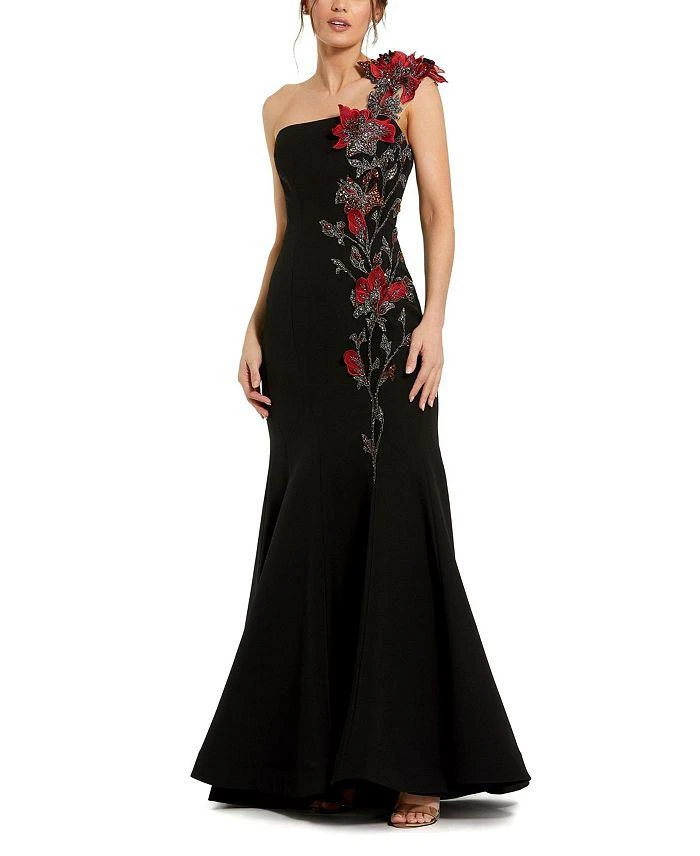 Mac Duggal One Shoulder 3D Floral Embroidery Mermaid Gown 1