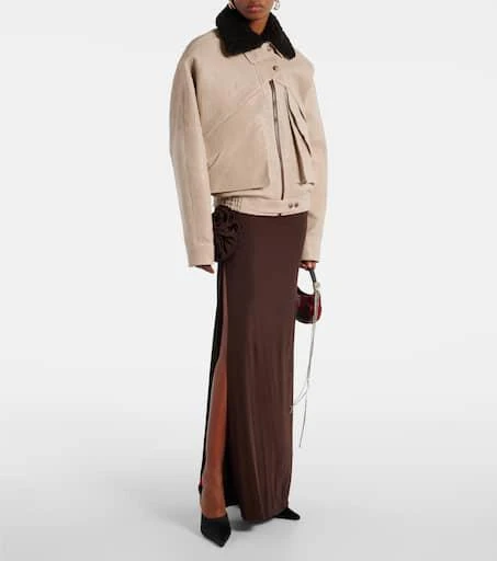 Magda Butrym Shearling-trimmed leather jacket 2