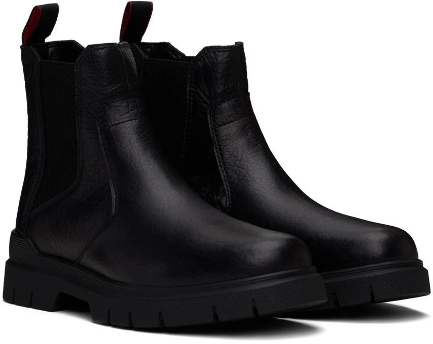 Hugo Boss Black Grained Leather Chelsea Boots 4