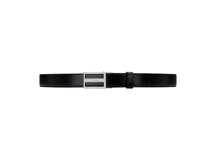 S.T. Dupont Ceinture noire en rectancle en palladium autolock