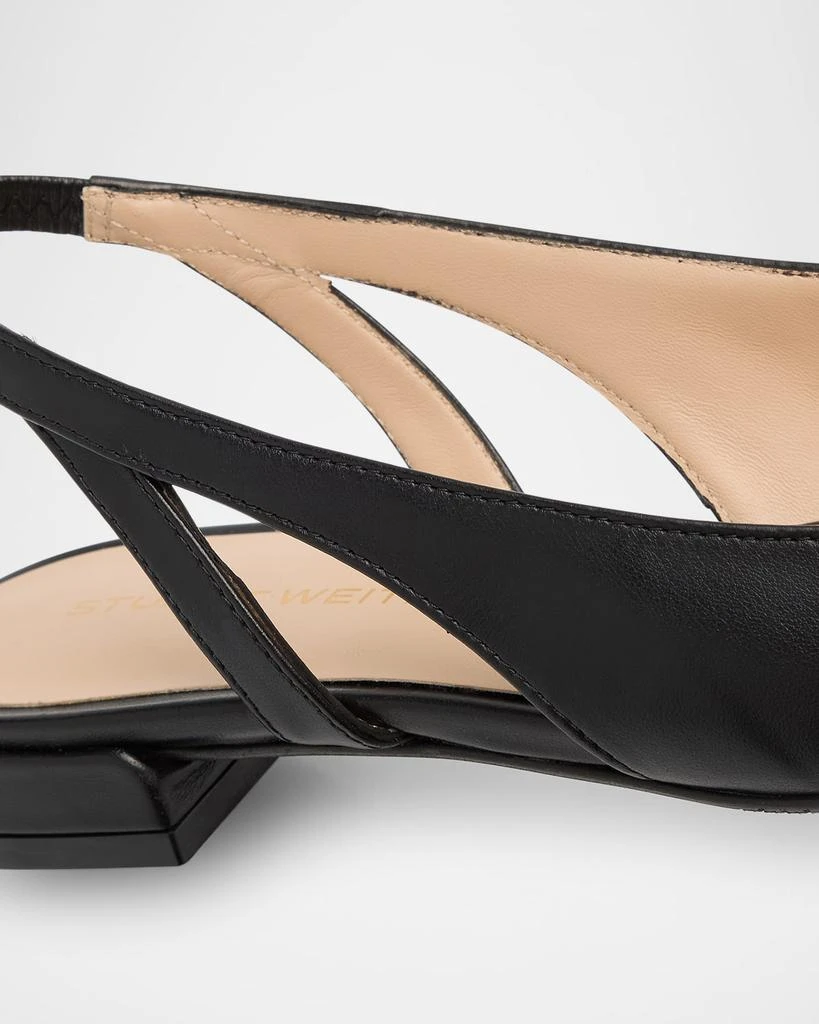 Stuart Weitzman Sleek Leather Slingback Ballerina Flats 5