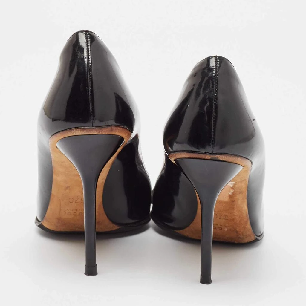 Gucci Gucci Black Patent Leather Horsebit Peep Toe Pumps Size 37 5