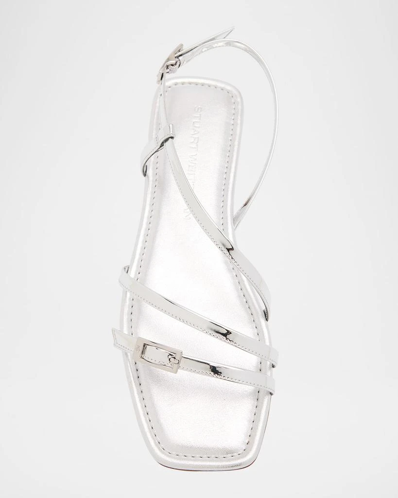 Stuart Weitzman Georgie Metallic Strappy Flat Sandals 5
