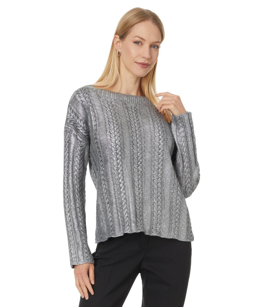 Elliott Lauren Foiled Cable - Cable Sweater with Foil Coating