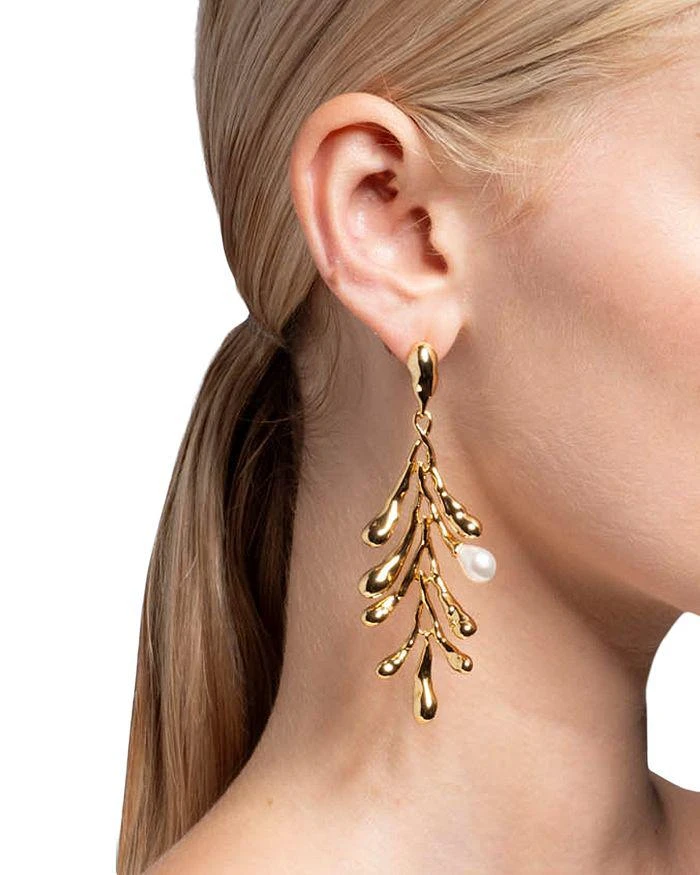 Alexis Bittar Perla 14K Gold Plate & Cultured Freshwater Pearl Cascading Drop Earrings, 4.5"L 2