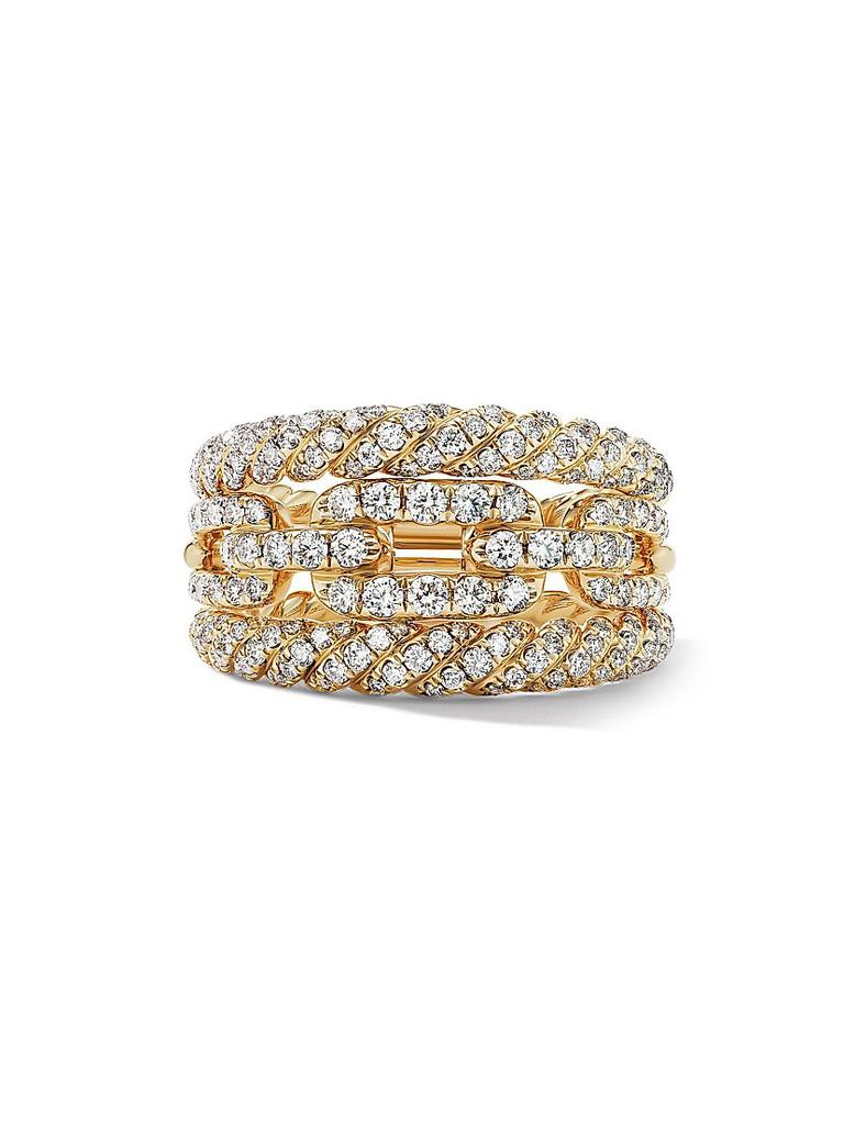David Yurman Stax Three Row Ring in 18K Yellow Gold
