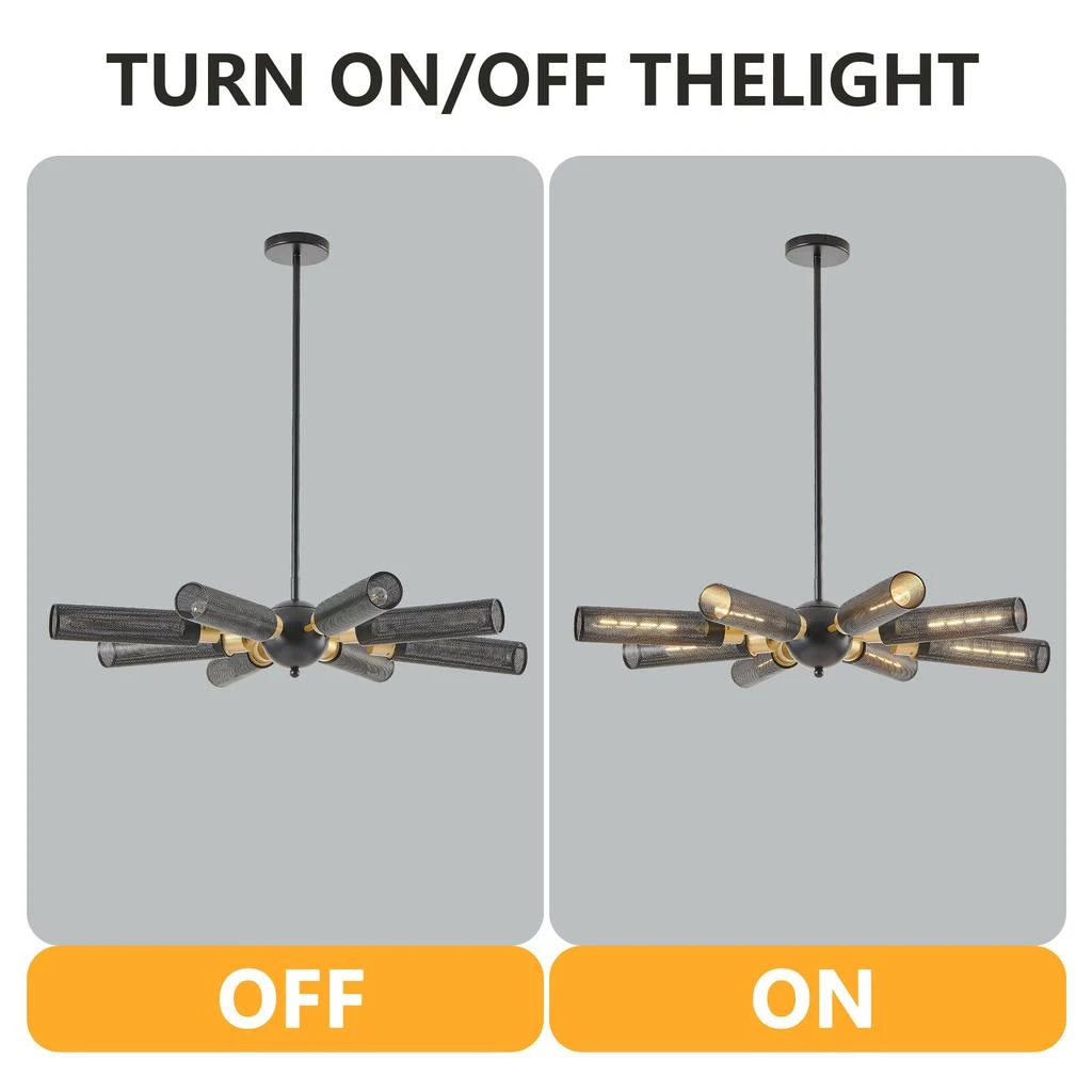 Streamdale Furniture Streamdale Sputnik Chandelier, 8-Light Pendant Light with Mesh Shades 6