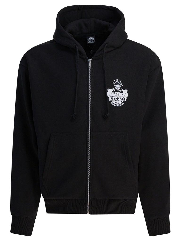 STUSSY Thermal Stock Hooded Sweatshirt Black - Hoodies - BeyondStyle