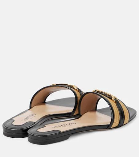 Tom Ford Whitney leather and raffia slides 2