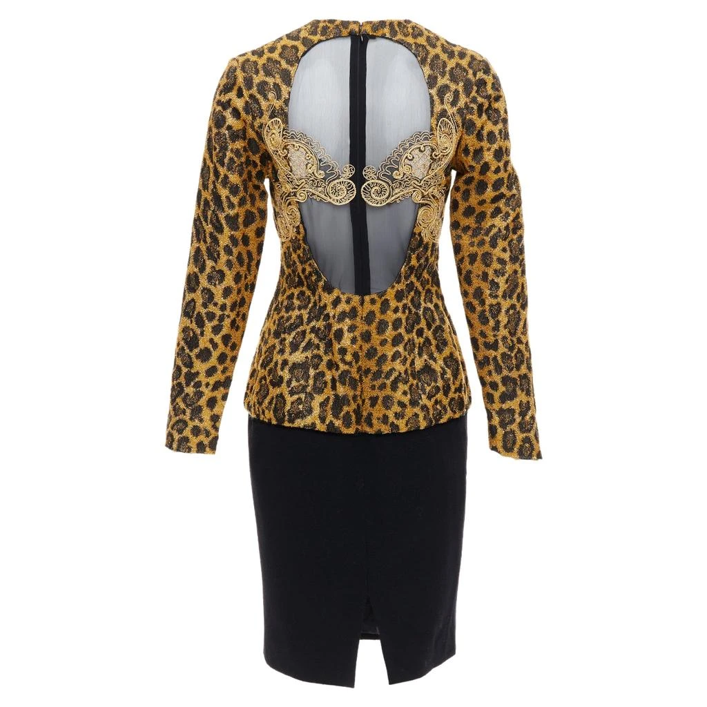 Dior Vintage Leopard Lurex Embroidery Sheer Back Dress 1