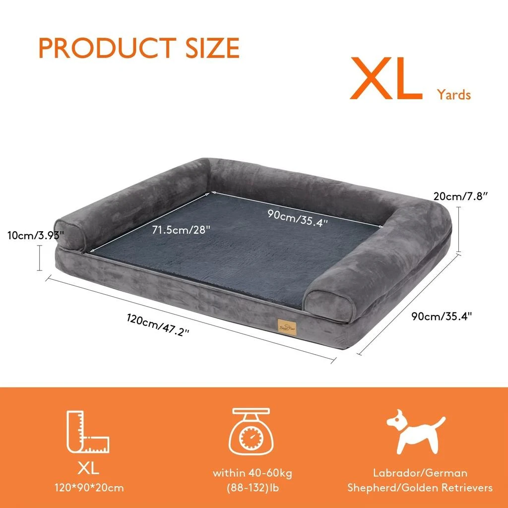 BINGOPAW Extra Large Orthopedic Dog Bed with Removable Washable Cover and Soft Foam Cushion