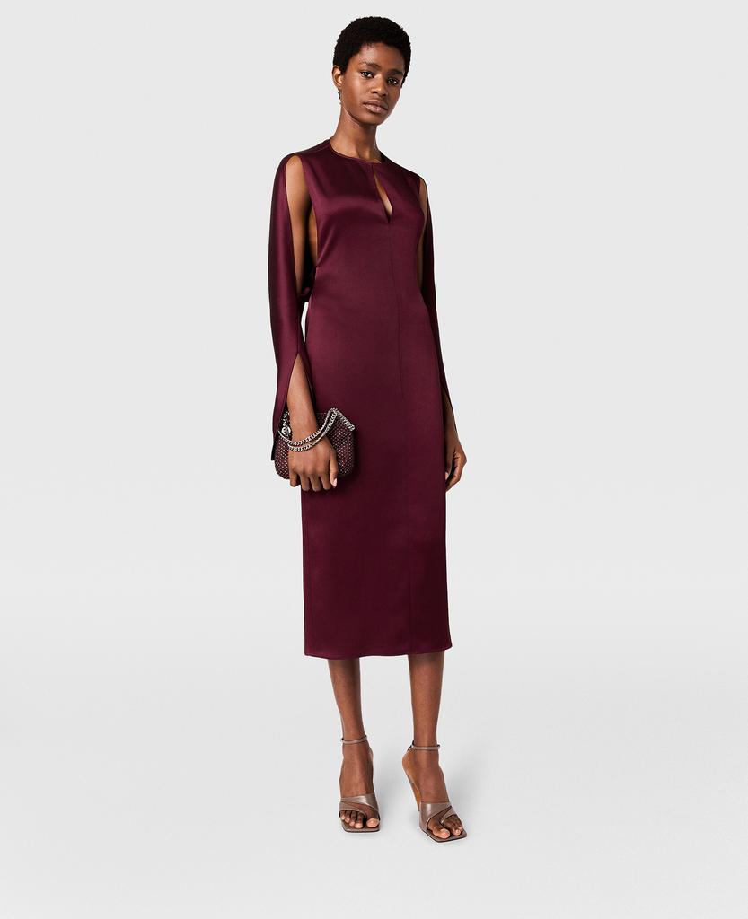 Stella McCartney Stella McCartney - Cape-Sleeve Cut-Out Satin Midi Dress, Woman, Bordeaux, Size: 42