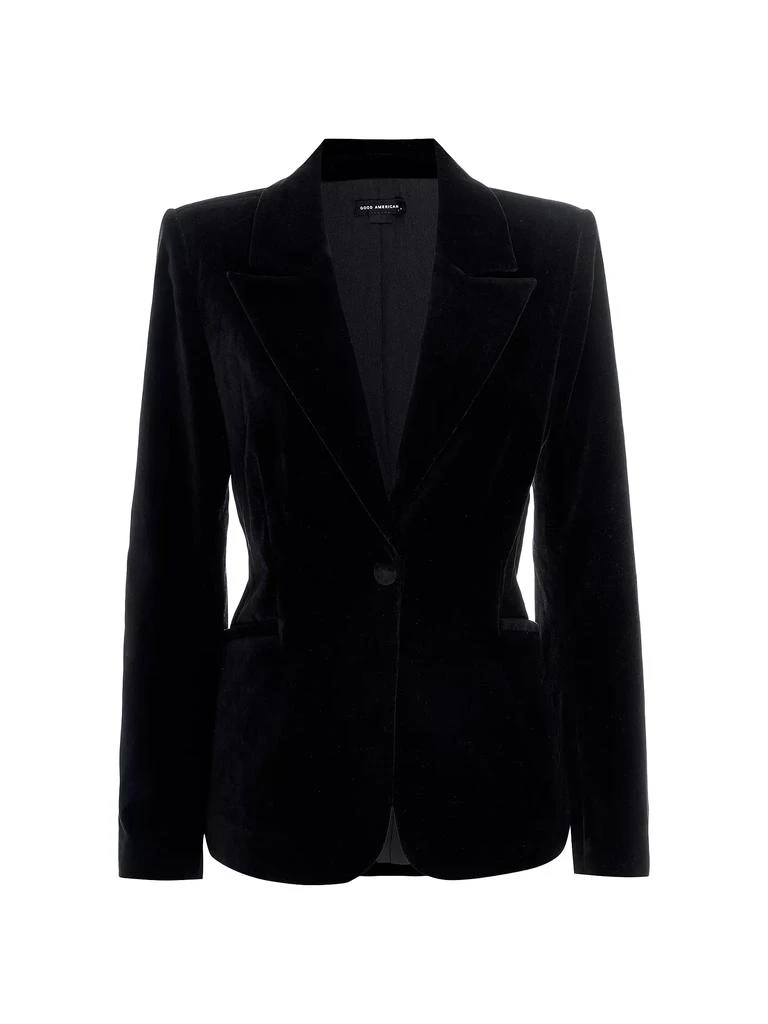 Good American Velvet Single-Breasted Blazer 1