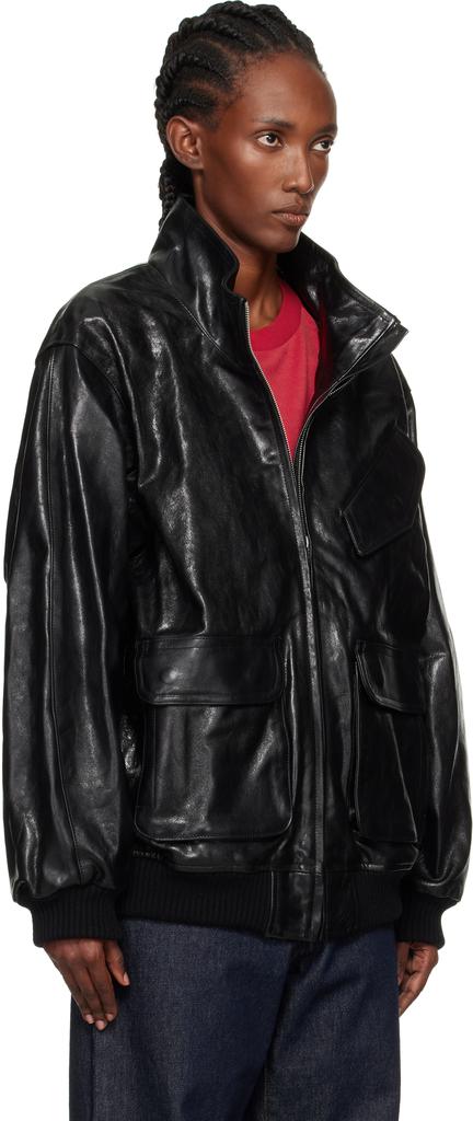 Shop Black Zip Lamb Leather Jacket on Sale at BeyondStyle