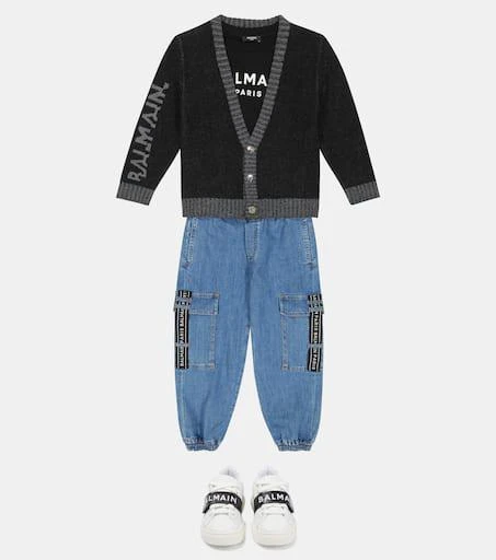 Balmain Logo intarsia cardigan 2