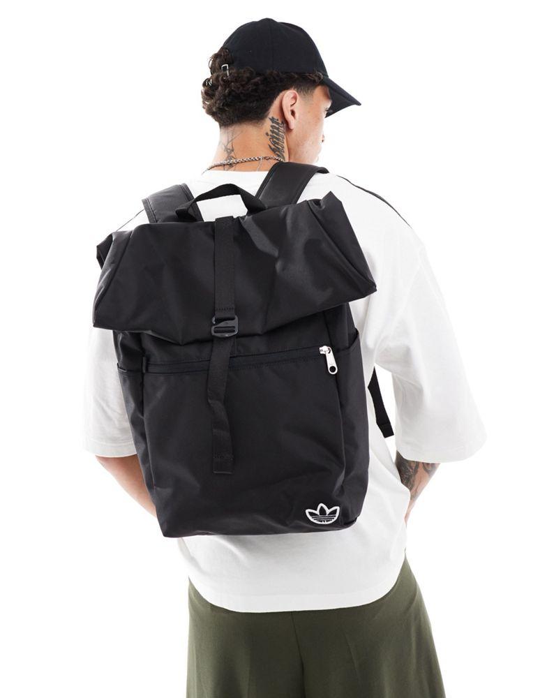 adidas Originals Premium Essentials backpack with roll top in black